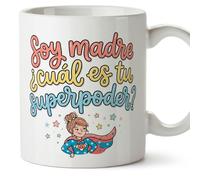 Mugffins tazza mamma con frase Soy madre ¿cuál es tu superpoder? in Spagnolo | 330 ml 11 oz | Idea regalo originale | papi mami v5