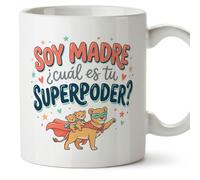 Mugffins tazza mamma con frase Soy madre ¿cuál es tu superpoder? in Spagnolo | 330 ml 11 oz | Idea regalo originale | papi mami v2