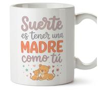 Mugffins tazza mamma con frase Suerte es tener una madre como tú in Spagnolo | 330 ml 11 oz | Idea regalo originale | papi mami v1