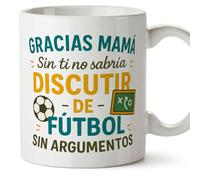 Mugffins tazza mamma divertente con frase Gracias mamá sin ti no sabría discutir de fútbol sin argumentos in Spagnolo 330 ml/11 oz | idea regalo mamma | festa della mamma | Papá y mamá v1.1MA