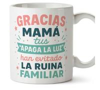 Mugffins tazza mamma divertente con frase Gracias mamá tus apaga la luz han evitado la ruina familiar in Spagnolo 330 ml/11 oz | idea regalo mamma | festa della mamma | pa y ma v2