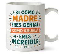 Mugffins tazza nonna con frase Si como madre eres genial como abuela eres increíble in Spagnolo | idea regalo nonna originale compleanno natale | 330 Ml 11 oz | Abuelitos-2 v3