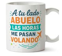 Mugffins tazza nonno con frase A tu lado abuelo las horas me pasan volando in Spagnolo | idea regalo nonno | 330 Ml / 11 oz | Abuelitos-2 v1.1MA