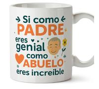 Mugffins tazza nonno con frase Si como padre eres genial como abuelo eres increíble in Spagnolo | idea regalo nonno | 330 Ml / 11 oz | Abuelitos-2 v1.1MA