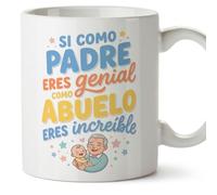 Mugffins tazza nonno con frase Si como padre eres genial como abuelo eres increíble in Spagnolo | idea regalo nonno | 330 Ml / 11 oz | Abuelitos-3 v2