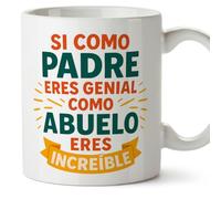 Mugffins tazza nonno con frase Si como padre eres genial como abuelo eres increíble in Spagnolo | idea regalo nonno | 330 Ml / 11 oz | Abuelitos-2 v3