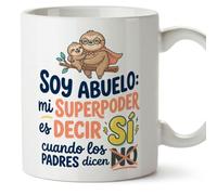 Mugffins tazza nonno divertente con frase Soy abuelo: mi superpoder es decir sí cuando los padres dicen no in Spagnolo | regalo nonno compleanno Natale | 330 Ml 11 oz |Abuelitos-3 v2