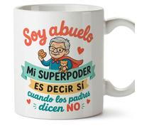 Mugffins tazza nonno divertente con frase Soy abuelo: mi superpoder es decir sí cuando los padres dicen no in Spagnolo | regalo nonno compleanno Natale | 330 Ml 11 oz |Abuelitos-3 v1