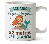 Mugffins Tazza Oroscopo Acquario divertente con frase - Acuario - Me gusta la gente... a 2 metros de distancia in Spagnolo regalo Acquario simpatica da regalare segni zodiacali | Zodiaco Humor v1