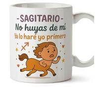 Mugffins Tazza Oroscopo Sagittario divertente con frase - Sagitario - No huyas de mí Ya lo haré yo primero in Spagnolo regalo Sagittario simpatica da regalare segni zodiacali | Zodiaco Humor v1