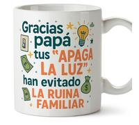 Mugffins tazza papà divertente con frase Gracias papá tus “apaga la luz” han evitado la ruina familiar in Spagnolo | regalo festa del papà | 330 ml 11 oz | idea regalo originale papà v1.3MA