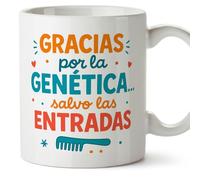Mugffins tazza papà divertente con frase Gracias por la genética… salvo las entradas in Spagnolo | regalo festa del papà | 330 ml 11 oz | idea regalo originale papà | Papá y mamá v1.2MA