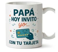 Mugffins tazza papà divertente con frase Papá hoy invito yo… con tu tarjeta in Spagnolo | regalo festa del papà | 330 ml 11 oz | idea regalo originale papà | pa y ma v3