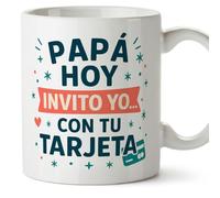 Mugffins tazza papà divertente con frase Papá hoy invito yo… con tu tarjeta in Spagnolo | regalo festa del papà | 330 ml 11 oz | idea regalo originale papà | Papá y mamá v1.2MA