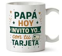 Mugffins tazza papà divertente con frase Papá hoy invito yo… con tu tarjeta in Spagnolo | regalo festa del papà | 330 ml 11 oz | idea regalo originale papà | pa y ma v2