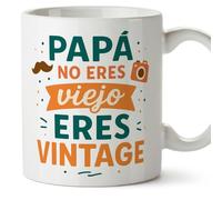 Mugffins tazza papà divertente con frase Papá no eres viejo eres vintage. in Spagnolo | regalo festa del papà | 330 ml 11 oz | idea regalo originale papà | pa y ma v3
