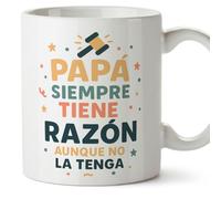 Mugffins tazza papà divertente con frase Papá siempre tiene razón aunque no la tenga in Spagnolo | regalo festa del papà | 330 ml 11 oz | idea regalo originale papà | pa y ma v3