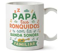 Mugffins tazza papà divertente con frase Papá tus ronquidos son la banda sonora familiar in Spagnolo | regalo festa del papà | 330 ml 11 oz | idea regalo originale papà | Papá y mamá v1.2MA