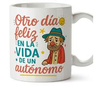 Mugffins tazza partita IVA per uomo con frase Otro día feliz en la vida de un autónomo in Spagnolo | regalo partita IVA divertente lavoratore autonomo | 330 Ml 11 oz | Autónomos v1
