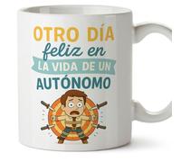 Mugffins tazza partita IVA per uomo con frase Otro día feliz en la vida de un autónomo in Spagnolo | regalo partita IVA divertente lavoratore autonomo | 330 Ml 11 oz | Autónomos v2