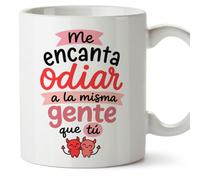 Mugffins tazza per amiche e amici Amistad v1 | Ceramica 330 ml; «Me encanta odiar a la misma gente que tú» in Spagnolo