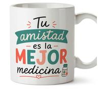 Mugffins tazza per amiche e amici Amistad v1 | Ceramica 330 ml; «Tu amistad es la mejor medicina» in Spagnolo