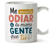 Mugffins tazza per amiche e amici Amistad v2 | Ceramica 330 ml; «Me encanta odiar a la misma gente que tú» in Spagnolo