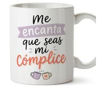 Mugffins tazza per amiche e amici Amistad v2 | Ceramica 330 ml; «Me encanta que seas mi cómplice» in Spagnolo