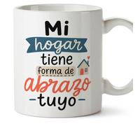 Mugffins tazza per amiche e amici Amistad v2 | Ceramica 330 ml; «Mi hogar tiene forma de abrazo tuyo» in Spagnolo