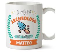 Mugffins Tazza Personalizzata in ceramica per ARCHEOLOGO uomo 11 oz / 350 ml - In italiano - Migliore del mondo - Con disegno - Idea regalo per compleanno, anniversario, natale, laurea