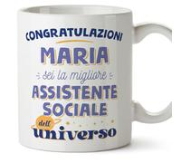 Mugffins Tazza Personalizzata in ceramica per ASSISTENTE SOCIALE donna 11 oz / 350 ml - In italiano - Migliore dell'universo - Idea regalo per compleanno, anniversario, natale, laurea