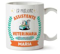 Mugffins Tazza Personalizzata in ceramica per ASSISTENTE VETERINARIA donna 11 oz / 350 ml - In italiano - Migliore del mondo - Con disegno - Idea regalo per compleanno, anniversario, natale, laurea