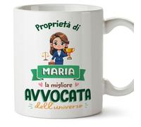 Mugffins Tazza Personalizzata in ceramica per AVVOCATA donna 11 oz / 350 ml - In italiano - Proprietà di - Idea regalo per compleanno, anniversario, natale, laurea