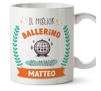 Mugffins Tazza Personalizzata in ceramica per BALLERINO uomo 11 oz / 350 ml - In italiano - Migliore del mondo - Con disegno - Idea regalo per compleanno, anniversario, natale, laurea