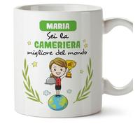 Mugffins Tazza Personalizzata in ceramica per CAMERIERA donna 11 oz / 350 ml - In italiano - Sei migliore del mondo - Idea regalo per compleanno, anniversario, natale, laurea