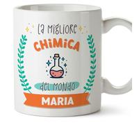 Mugffins Tazza Personalizzata in ceramica per CHIMICA donna 11 oz / 350 ml - In italiano - Migliore del mondo - Con disegno - Idea regalo per compleanno, anniversario, natale, laurea