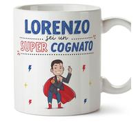 Mugffins Tazza Personalizzata in ceramica per COGNATO 11 oz / 350 ml - In italiano - Sei Super! - Idea regalo per compleanno, anniversario, natale