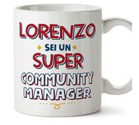 Mugffins Tazza Personalizzata in ceramica per COMMUNITY MANAGER uomo 11 oz / 350 ml - In italiano - Sei Super - Idea regalo per compleanno, anniversario, natale, laurea
