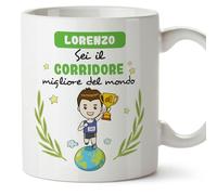 Mugffins Tazza Personalizzata in ceramica per CORRIDORE uomo 11 oz / 350 ml - In italiano - Sei migliore del mondo - Idea regalo per compleanno, anniversario, natale, laurea