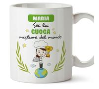 Mugffins Tazza Personalizzata in ceramica per CUOCA donna 11 oz / 350 ml - In italiano - Sei migliore del mondo - Idea regalo per compleanno, anniversario, natale, laurea