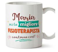 Mugffins Tazza Personalizzata in ceramica per FISIOTERAPISTA donna 11 oz / 350 ml - In italiano - continua così! - Idea regalo per compleanno, anniversario, natale, laurea
