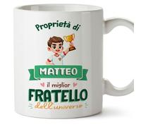 Mugffins Tazza Personalizzata in ceramica per FRATELLO 11 oz / 350 ml - In italiano - Proprietà di - Idea regalo per compleanno, anniversario, natale