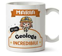 Mugffins Tazza Personalizzata in ceramica per GEOLOGA donna 11 oz / 350 ml - In italiano - Sei incredibile - Kawaii - Idea regalo per compleanno, anniversario, natale, laurea