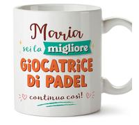 Mugffins Tazza Personalizzata in ceramica per GIOCATRICE DI PADEL donna 11 oz / 350 ml - In italiano - continua così! - Idea regalo per compleanno, anniversario, natale, laurea