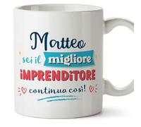 Mugffins Tazza Personalizzata in ceramica per IMPRENDITORE uomo 11 oz / 350 ml - In italiano - continua così! - Idea regalo per compleanno, anniversario, natale, laurea