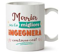 Mugffins Tazza Personalizzata in ceramica per INGEGNERA donna 11 oz / 350 ml - In italiano - continua così! - Idea regalo per compleanno, anniversario, natale, laurea