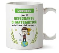 Mugffins Tazza Personalizzata in ceramica per INSEGNANTE DI MATEMATICA uomo 11 oz / 350 ml - In italiano - Sei migliore del mondo - Idea regalo per compleanno, anniversario, natale, laurea