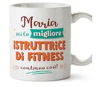 Mugffins Tazza Personalizzata in ceramica per ISTRUTTRICE DI FITNESS donna 11 oz / 350 ml - In italiano - continua così! - Idea regalo per compleanno, anniversario, natale, laurea