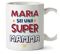 Mugffins Tazza Personalizzata in ceramica per MAMMA/MADRE 11 oz / 350 ml - In italiano - Sei Super - Idea regalo per compleanno, anniversario, natale