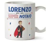 Mugffins Tazza Personalizzata in ceramica per NOTAIO uomo 11 oz / 350 ml - In italiano - Sei Super! - Idea regalo per compleanno, anniversario, natale, laurea